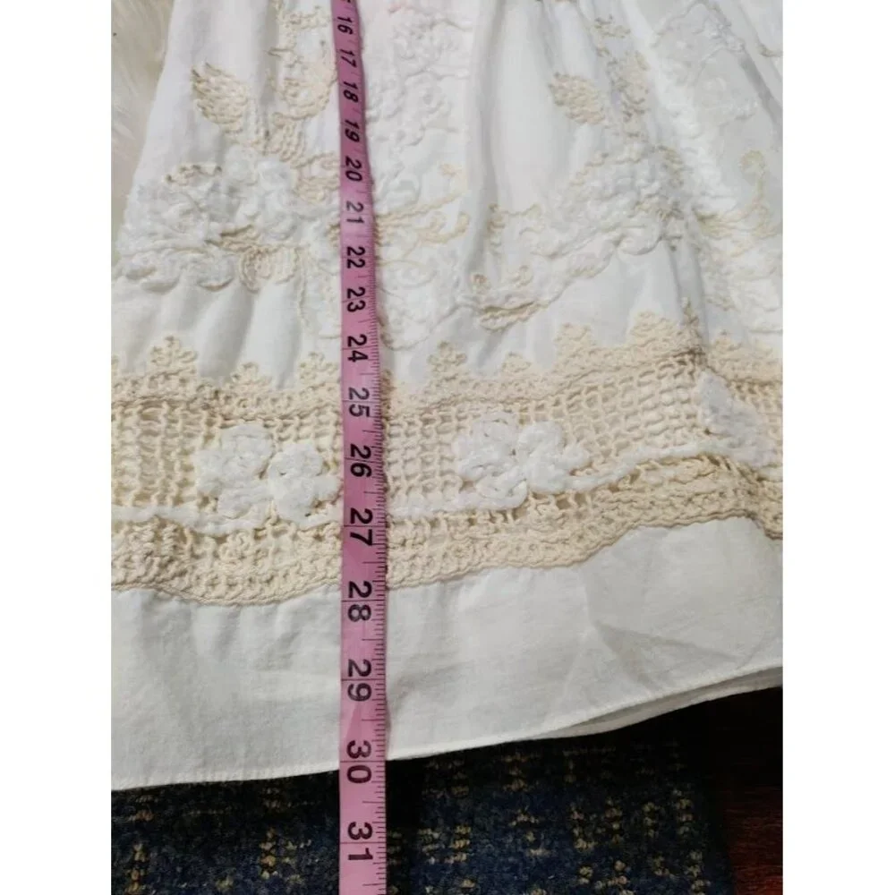 Adrianna Papell White V-Neck Boho Festival Weddinguest Sleeveless Lace Dress 10 - Picture 9 of 10